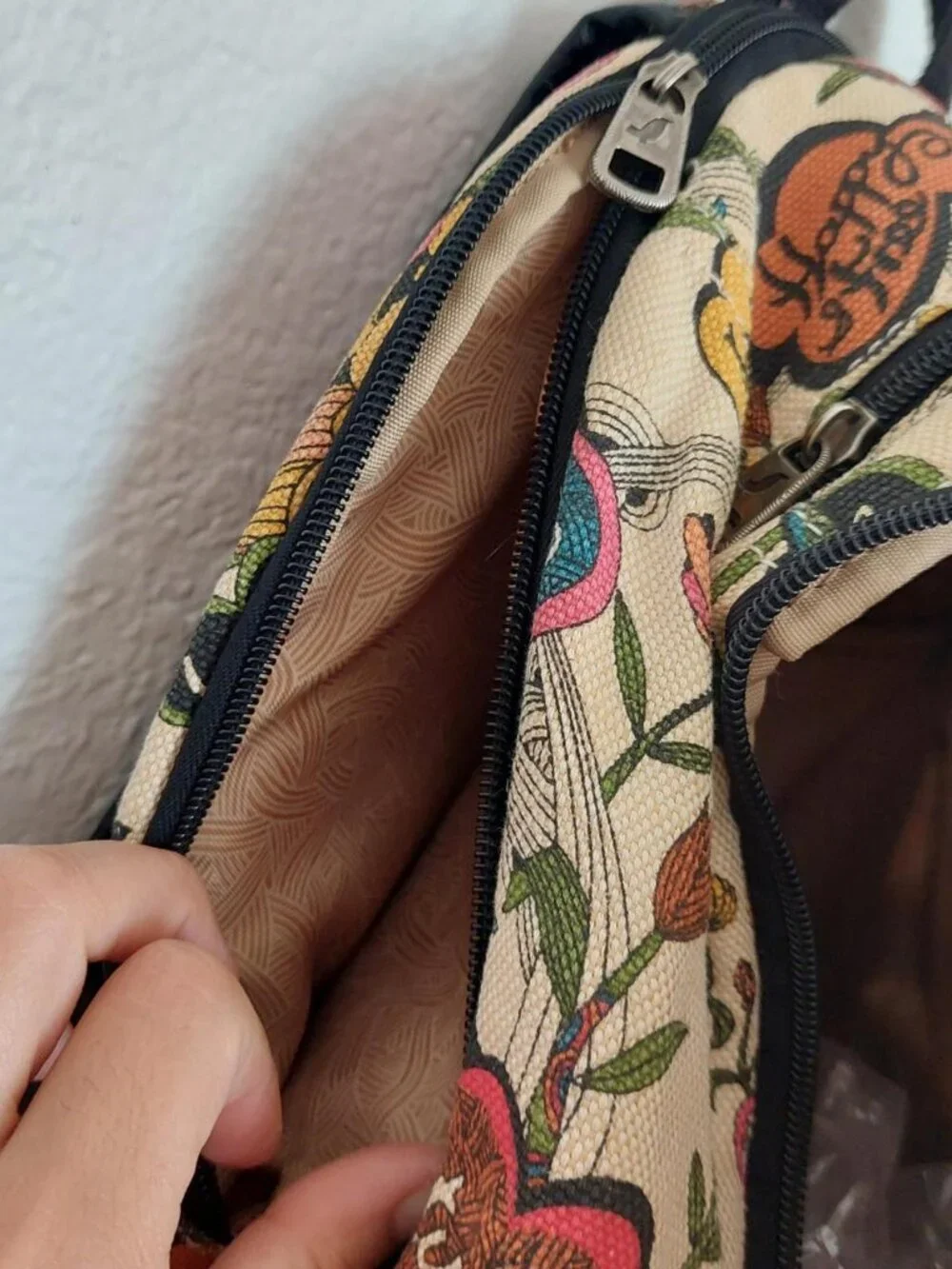 Sakroots multicoloured backpack with adjustable straps peace birds zipper #boho